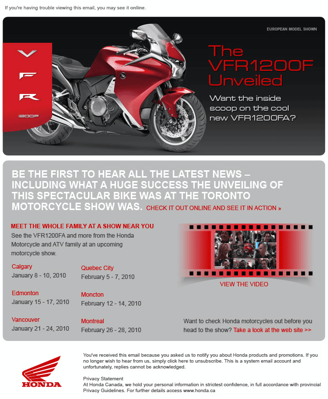 Honda VFR Motorcycle A Wingfield Digital Project