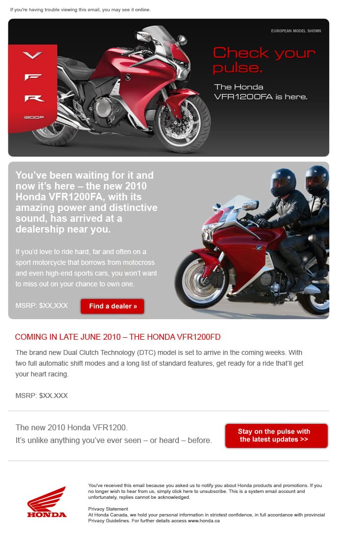Honda VFR Motorcycle A Wingfield Digital Project